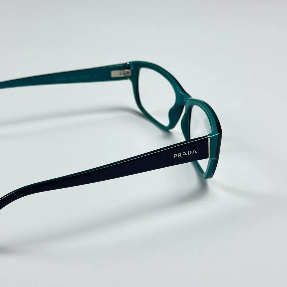 Prada Eyeglass Frames Women 52-18 VPR 18O Black Green Acetate RX Case